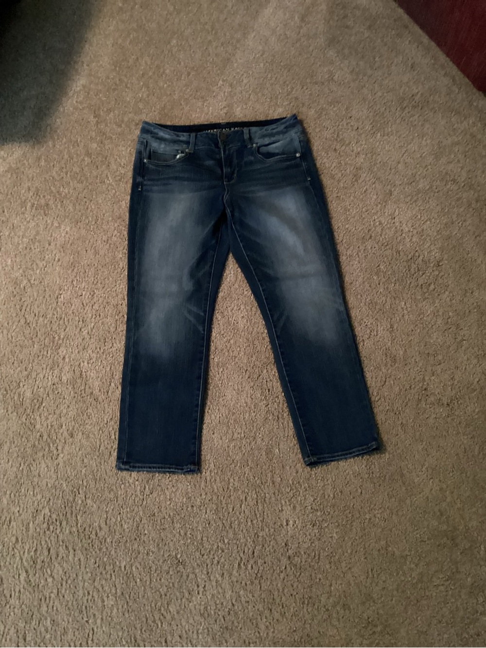 American Eagle Outfitters Dark Blue Cropped Stretch Jeans
